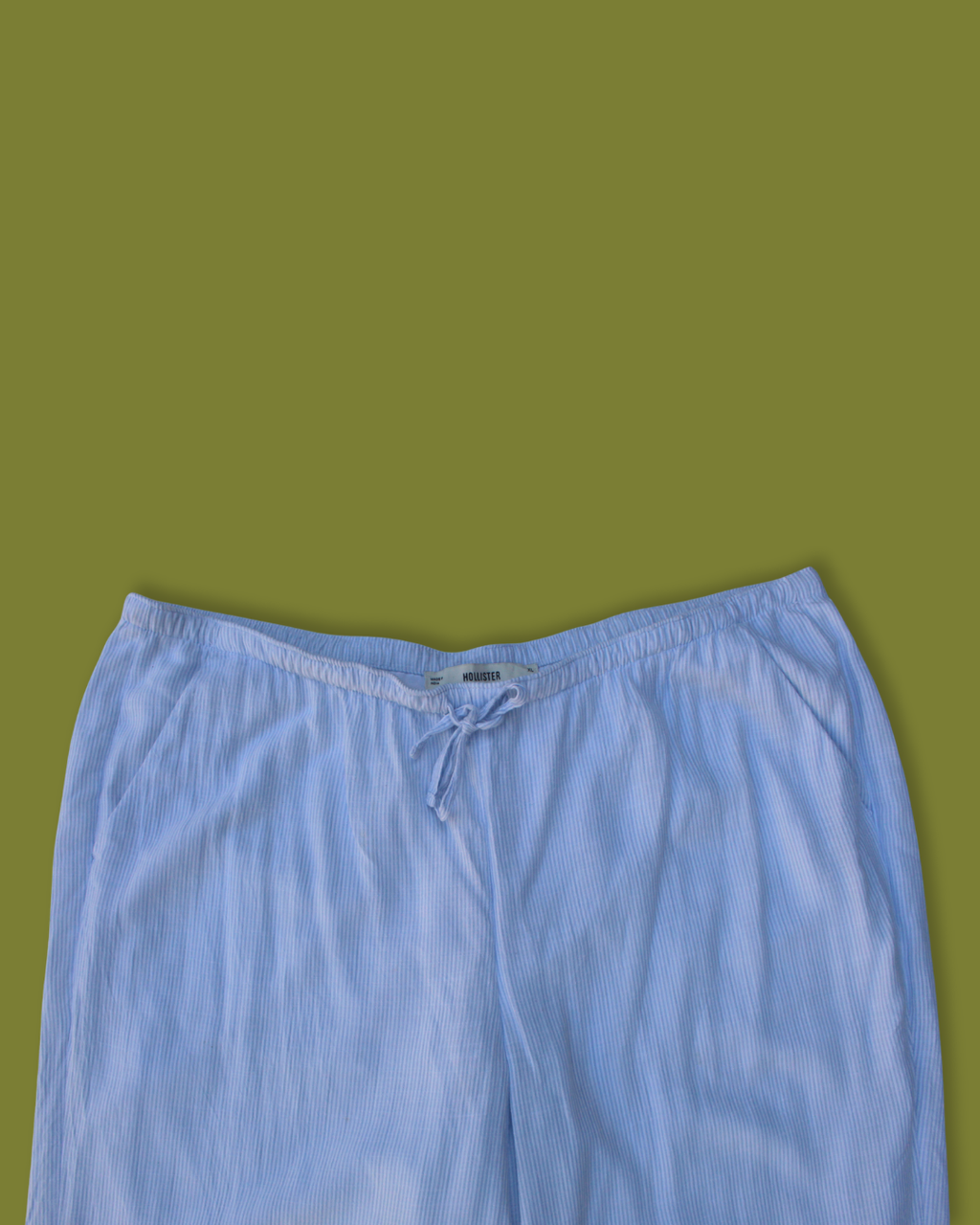 Striped Drawstring Wide-leg Cotton Pants
