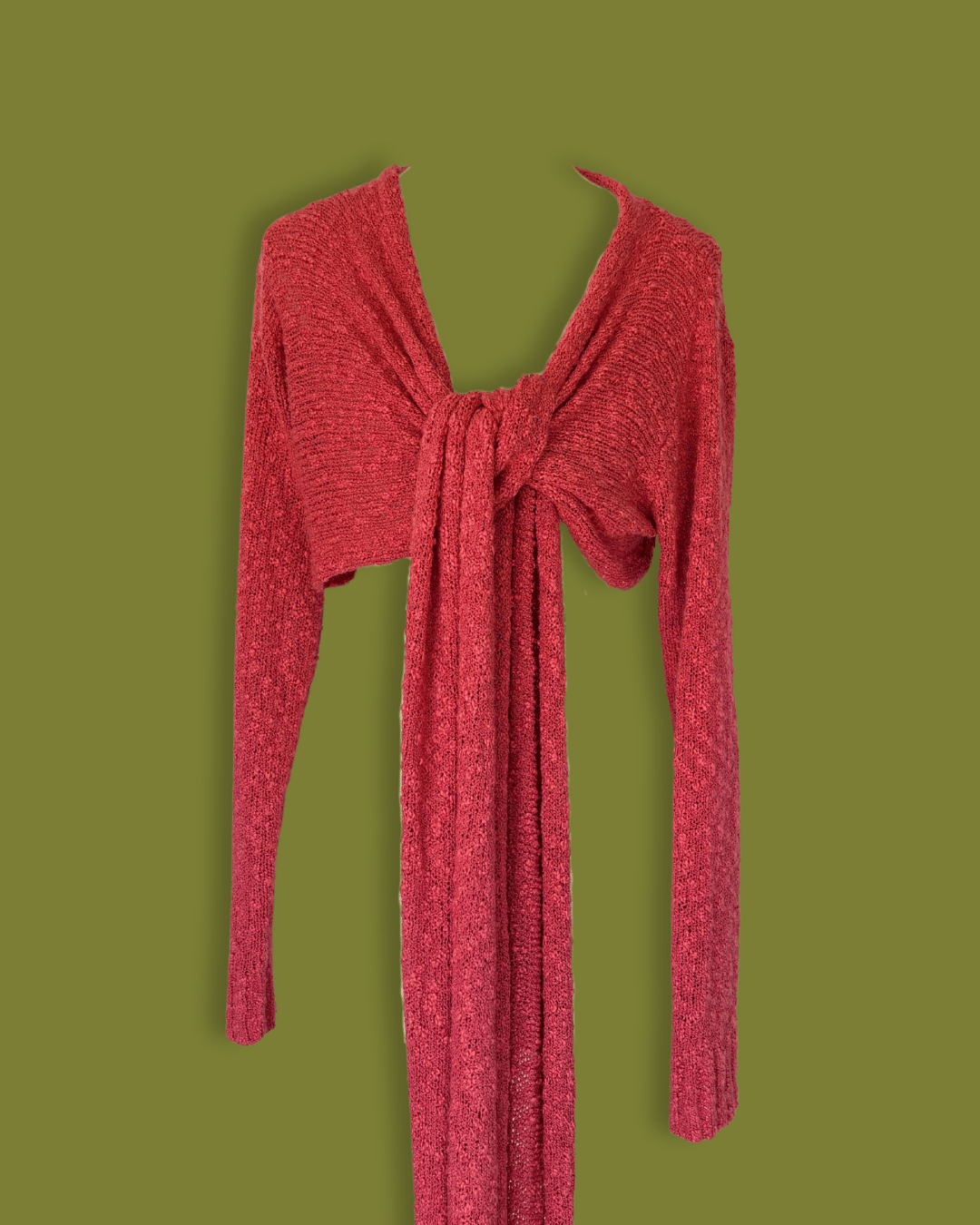 Slub-knit Tie-front Bolero