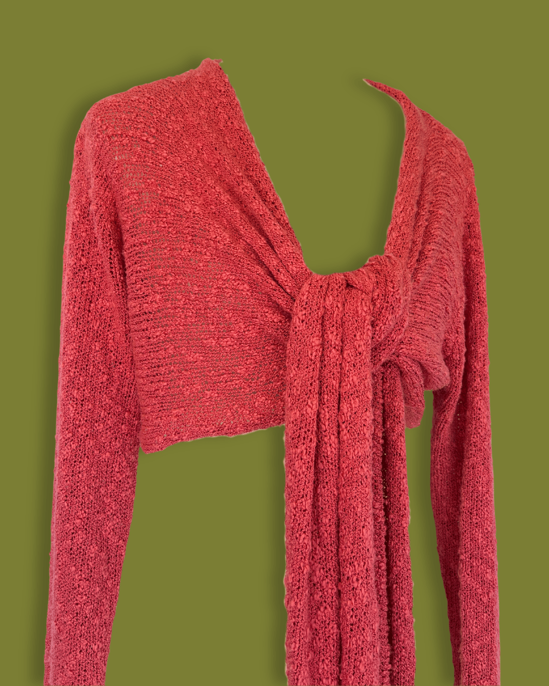 Slub-knit Tie-front Bolero