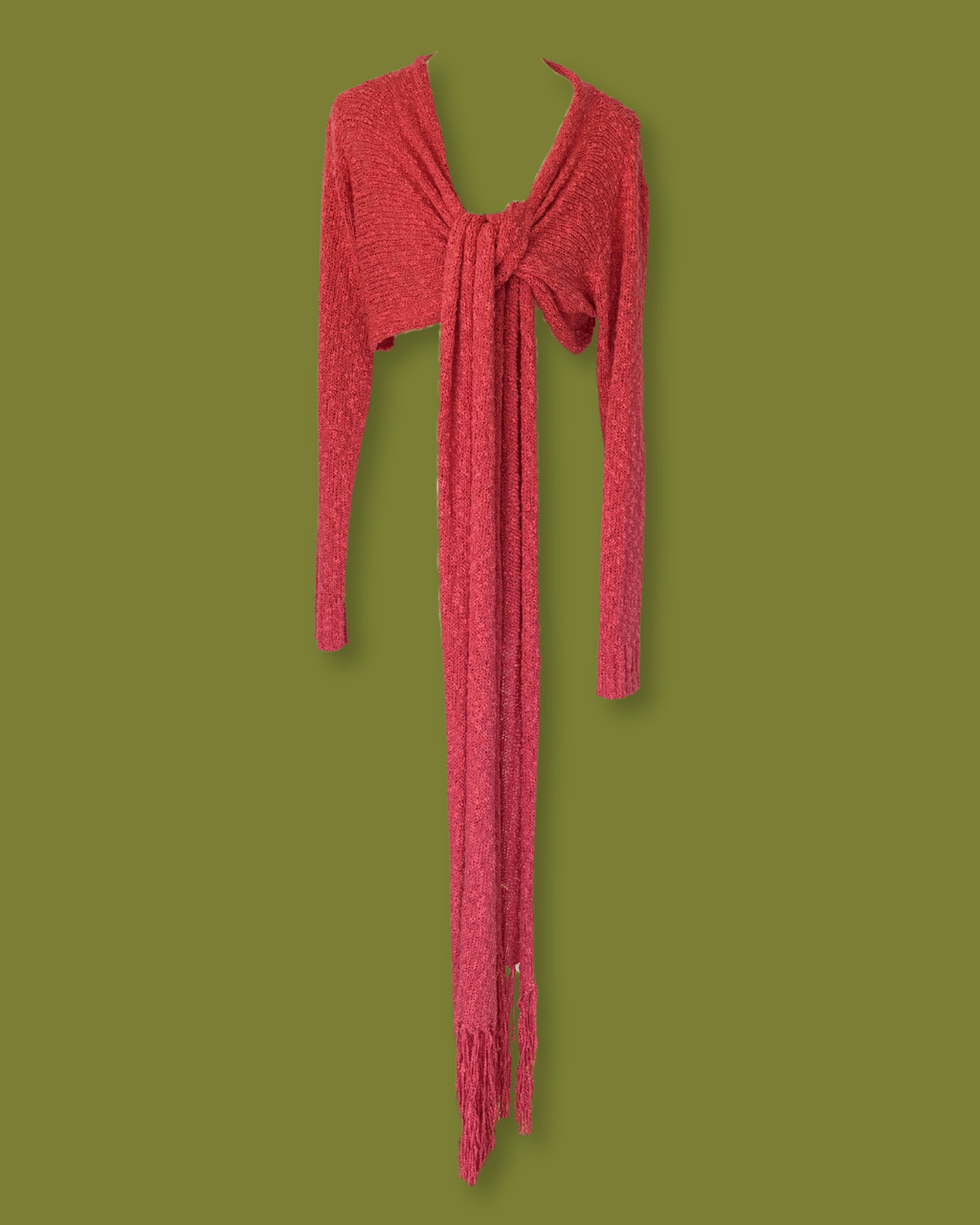 Slub-knit Tie-front Bolero