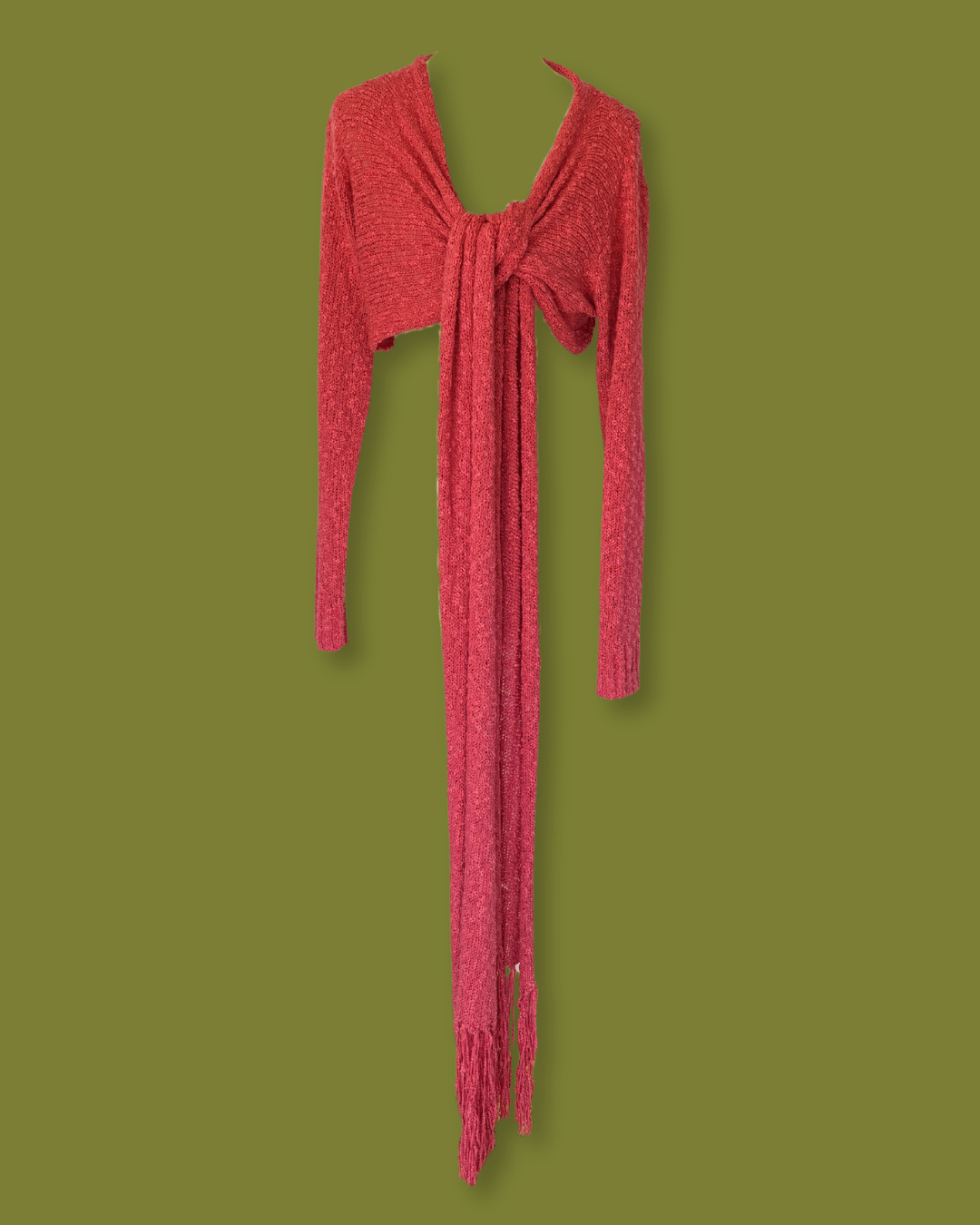 Slub-knit Tie-front Bolero