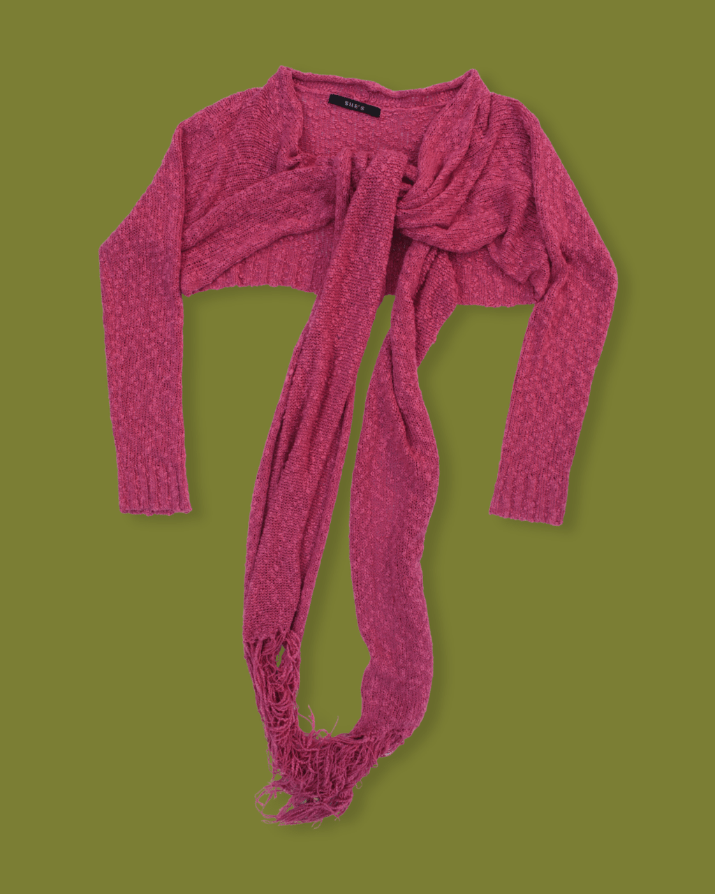 Slub-knit Tie-front Bolero