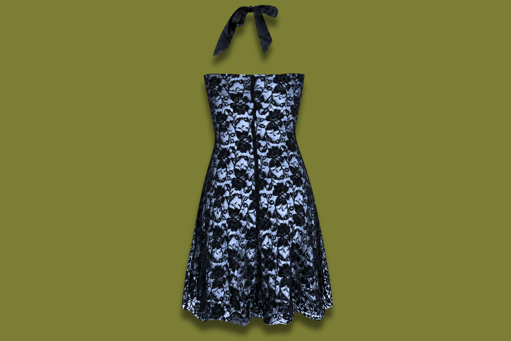 Y2K Lace Halter-neck Midi Dress
