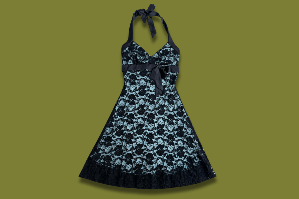 Y2K Lace Halter-neck Midi Dress