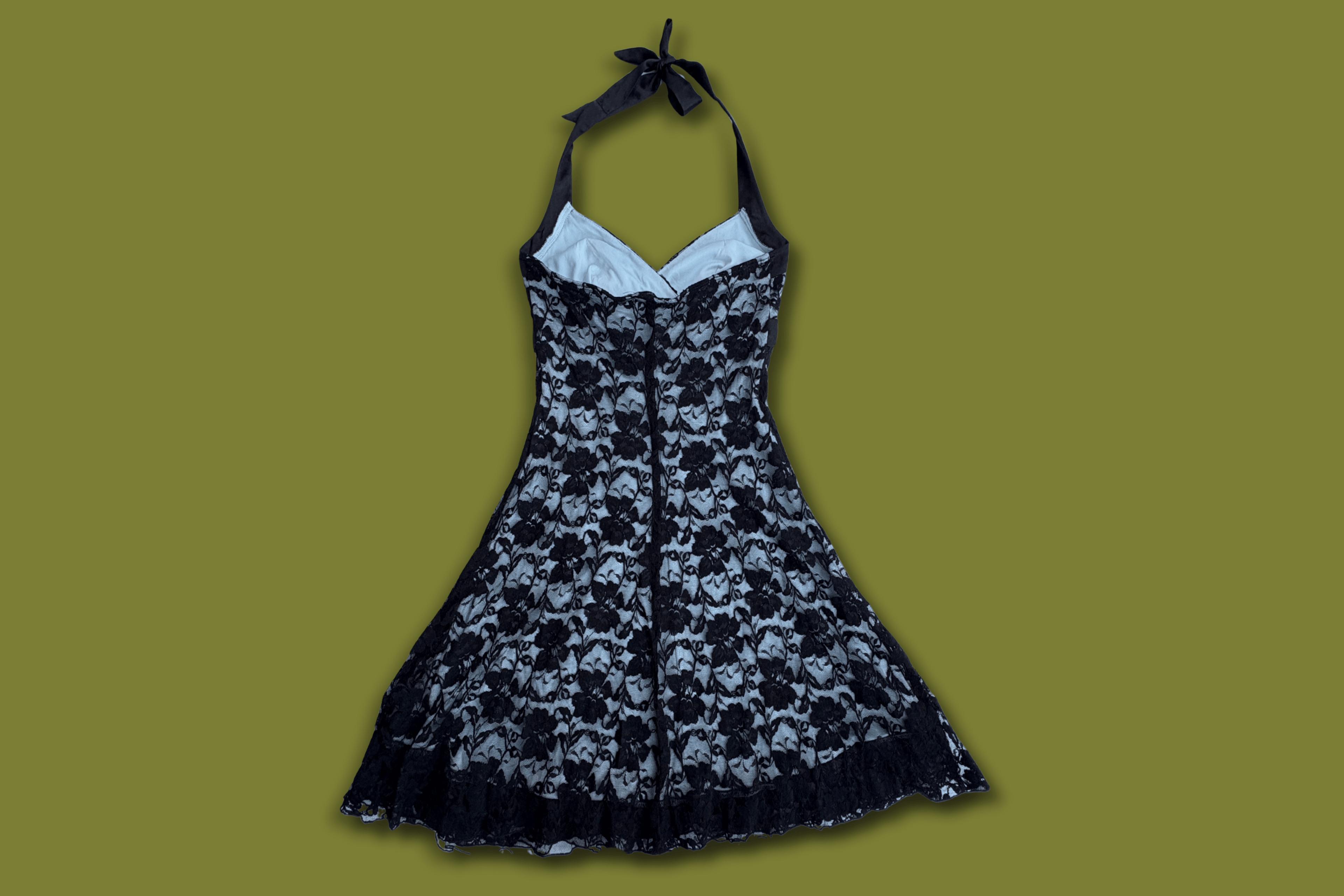 Y2K Lace Halter-neck Midi Dress