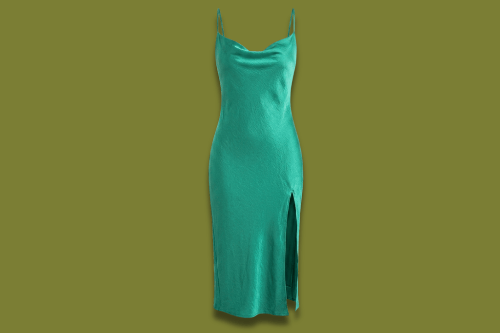 Satin Cowl-neck Midi Dress