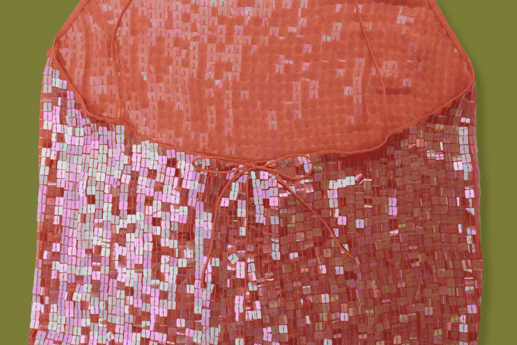 Sequin Square-neck Tie-back Tank-top