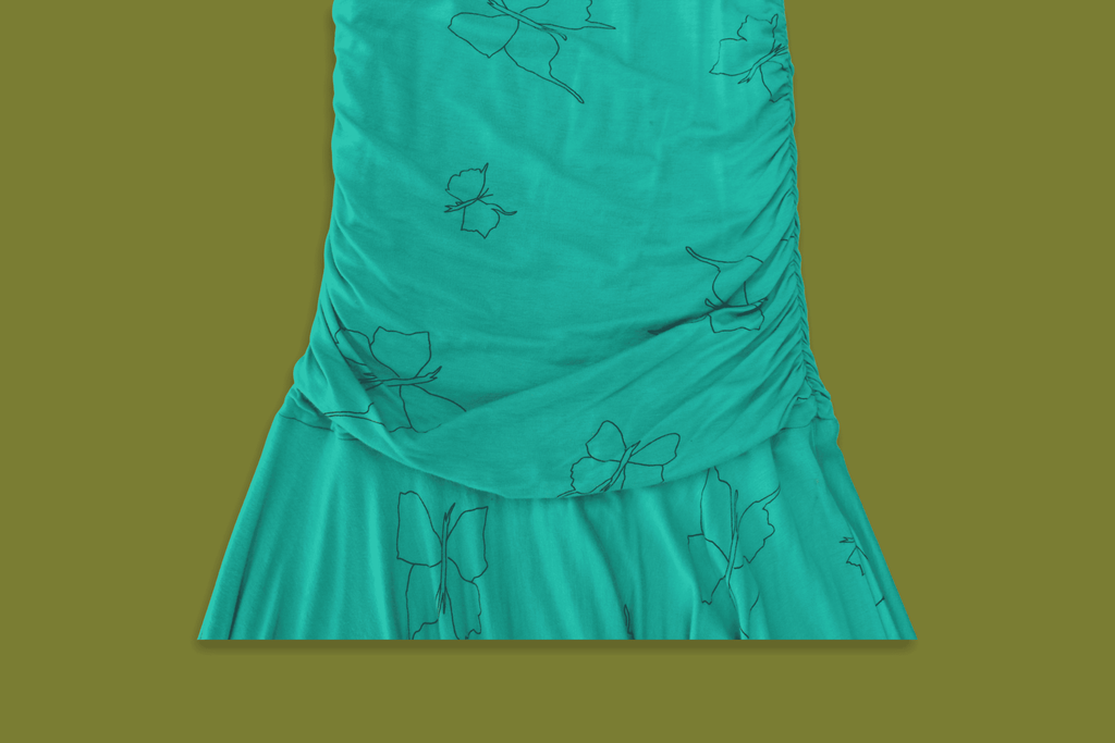 Strapless Butterfly Drop-waist Midi Dress