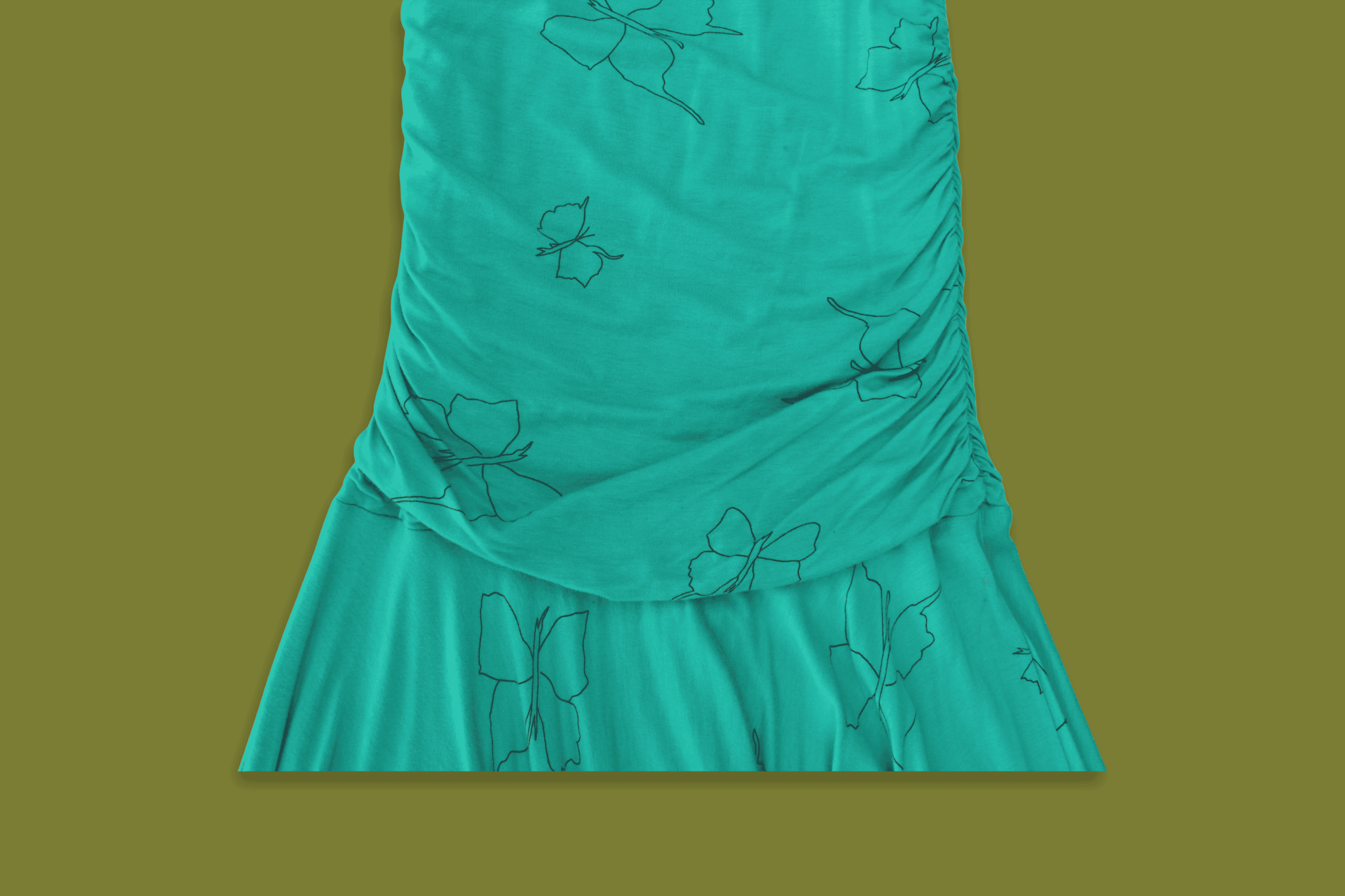 Strapless Butterfly Drop-waist Midi Dress