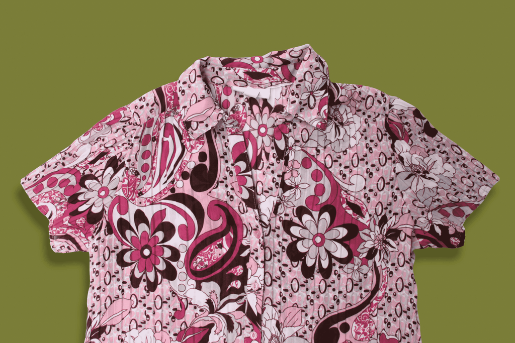 Y2K Floral Crinkle Button-up (Plus-sized)