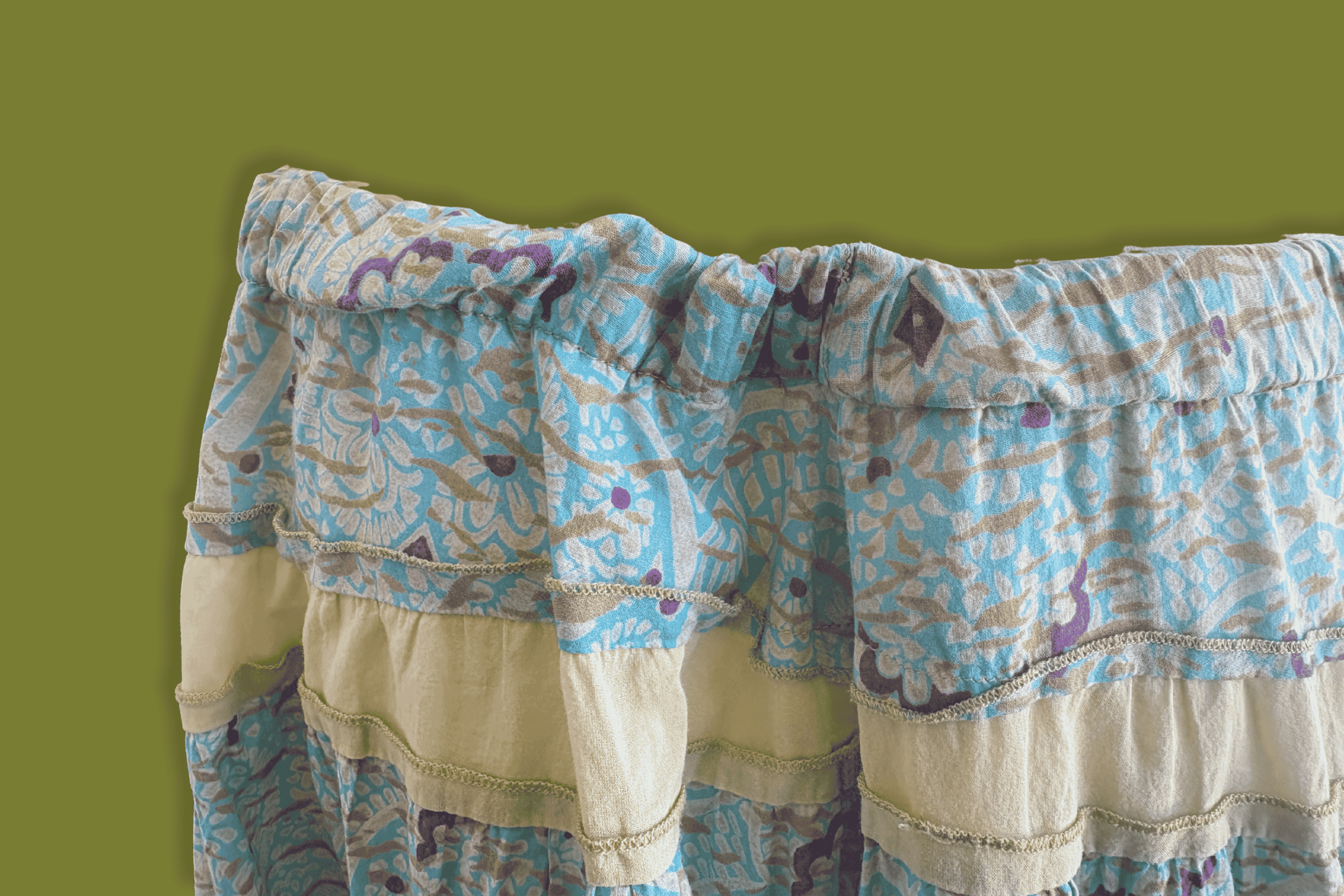 Patchwork Tiered Drawstring Maxi-skirt
