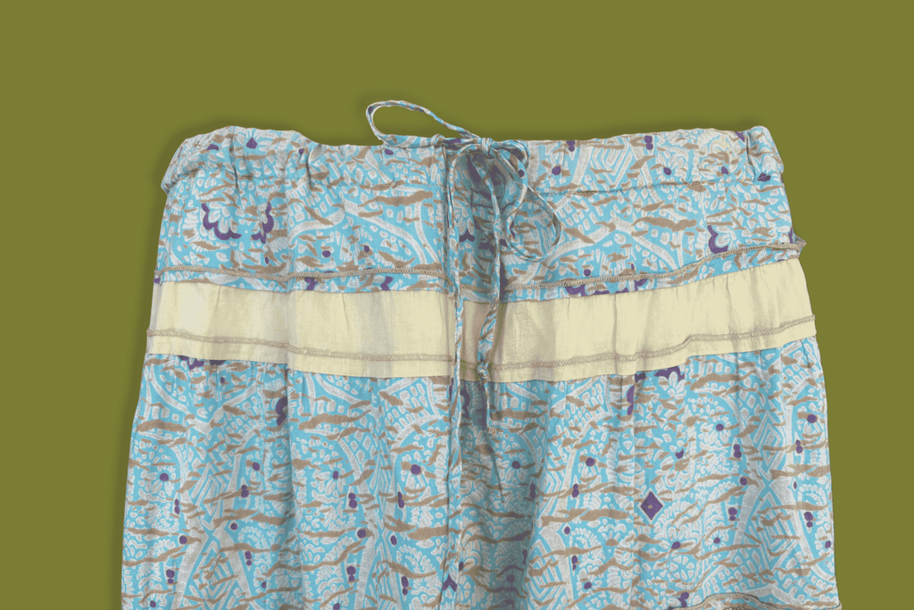 Patchwork Tiered Drawstring Maxi-skirt