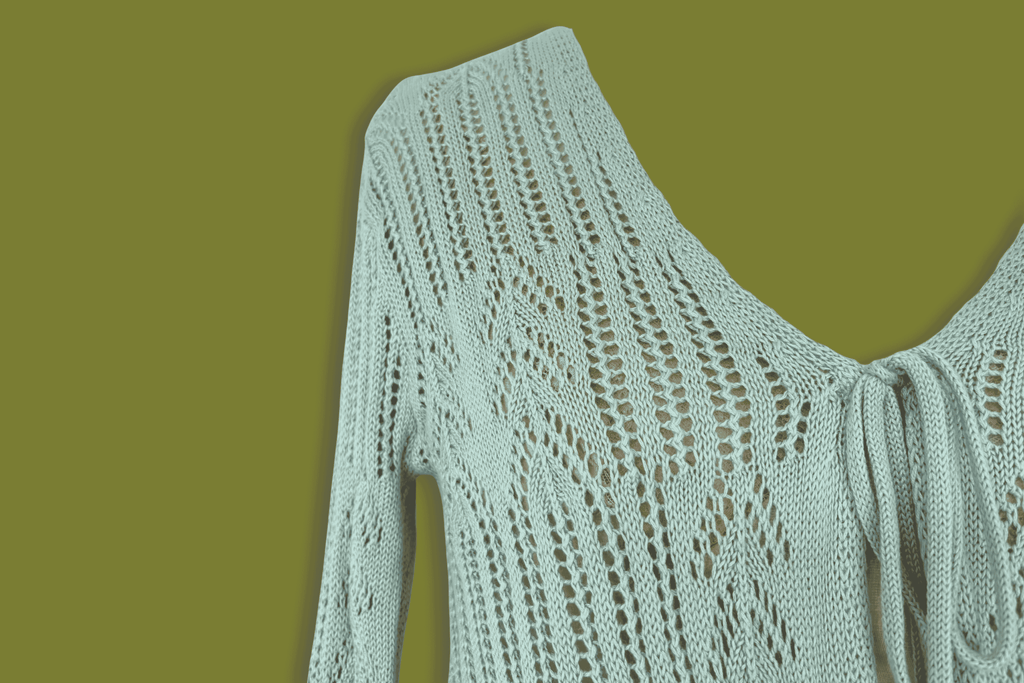 Knit Tie-front Ruffle-sleeve Cardigan