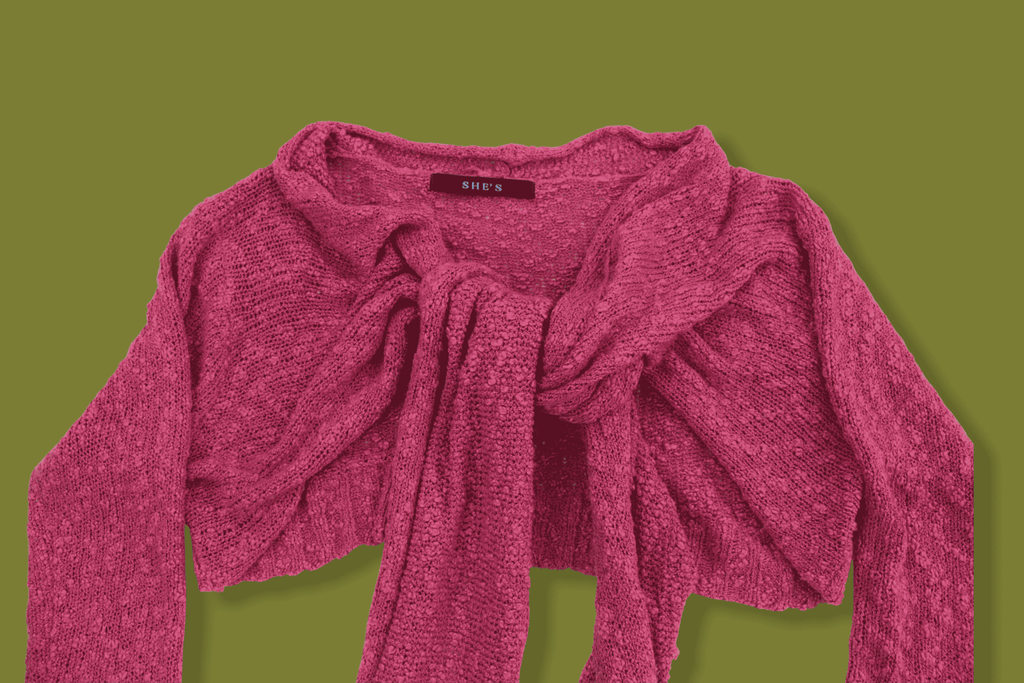 Slub-knit Tie-front Bolero