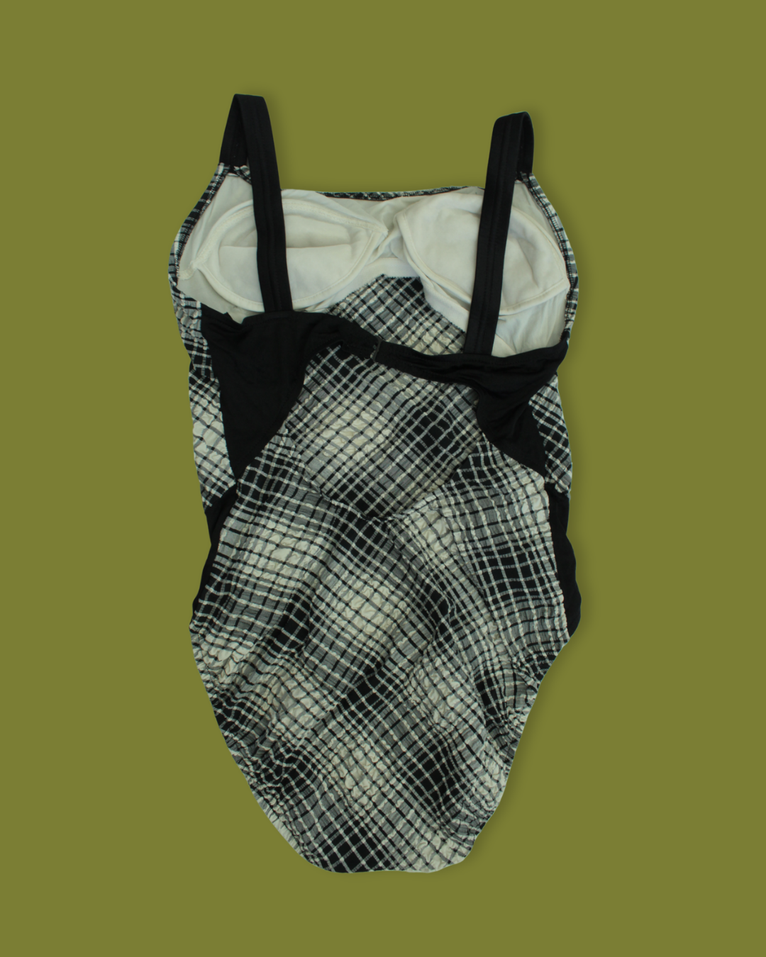 Vintage Plaid Crinkle One-piece Swimsuit