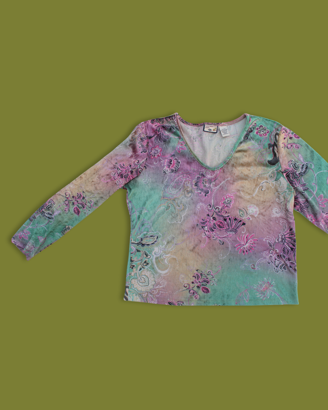"Whimsical" Floral Velvet 3/4 Top