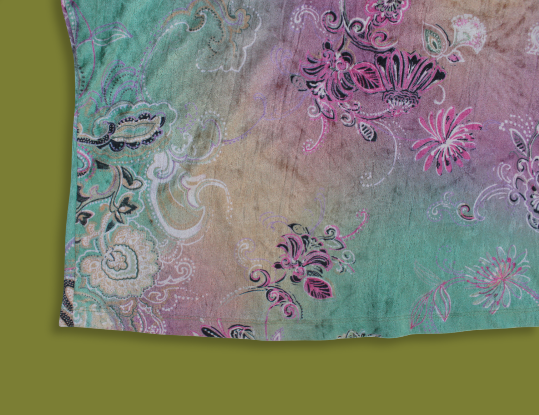 "Whimsical" Floral Velvet 3/4 Top