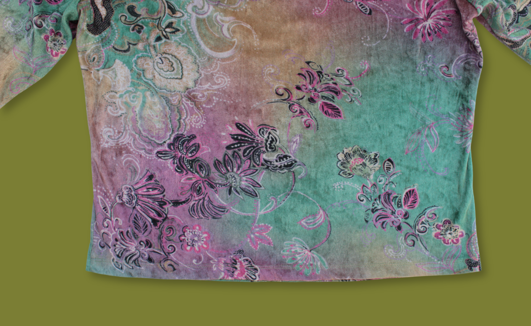 "Whimsical" Floral Velvet 3/4 Top