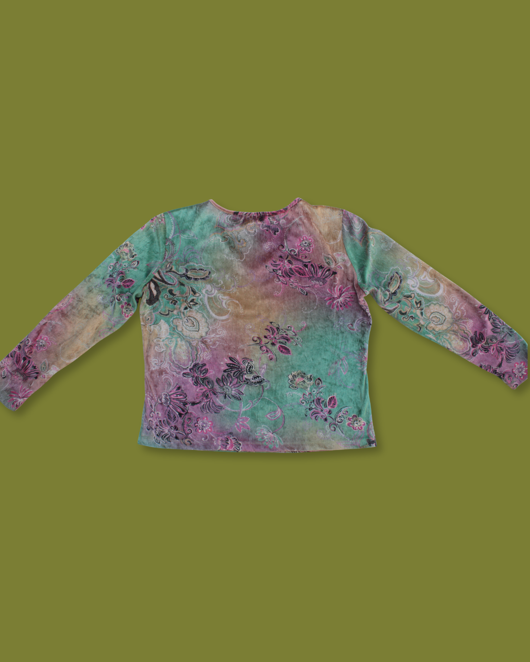 "Whimsical" Floral Velvet 3/4 Top