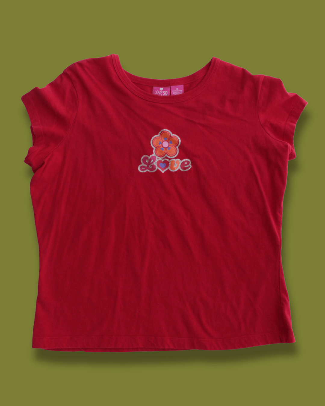 Y2K Glittery "Love" Graphic Baby-Tee