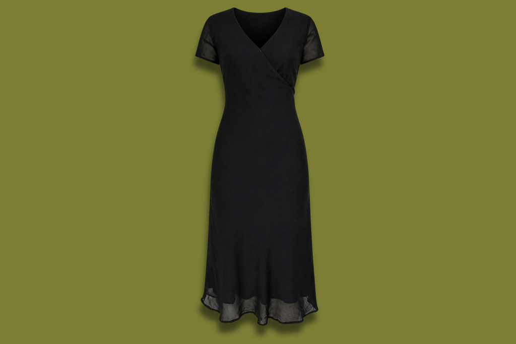 90s Cross Front Button-side Midi Dress