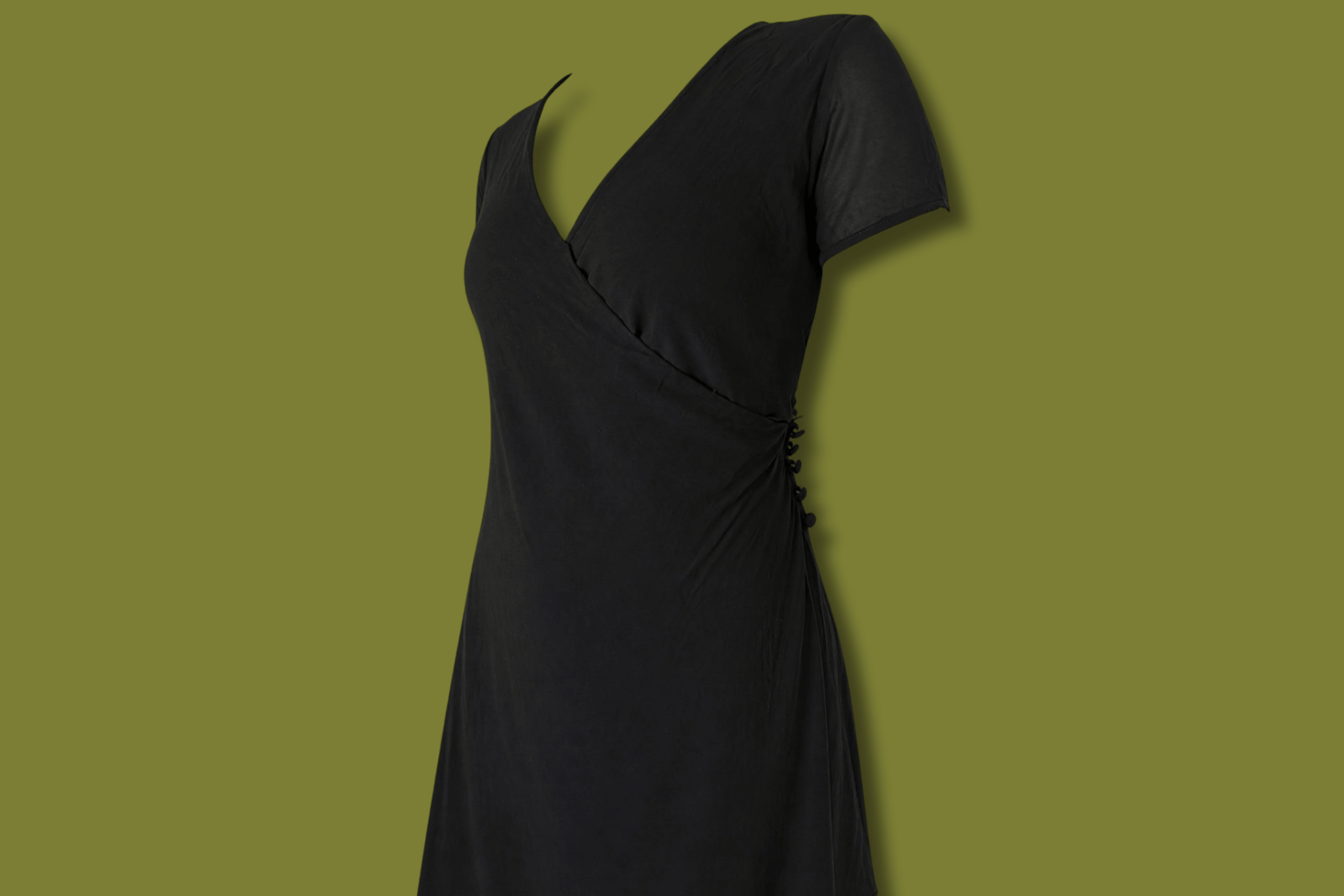 90s Cross Front Button-side Midi Dress