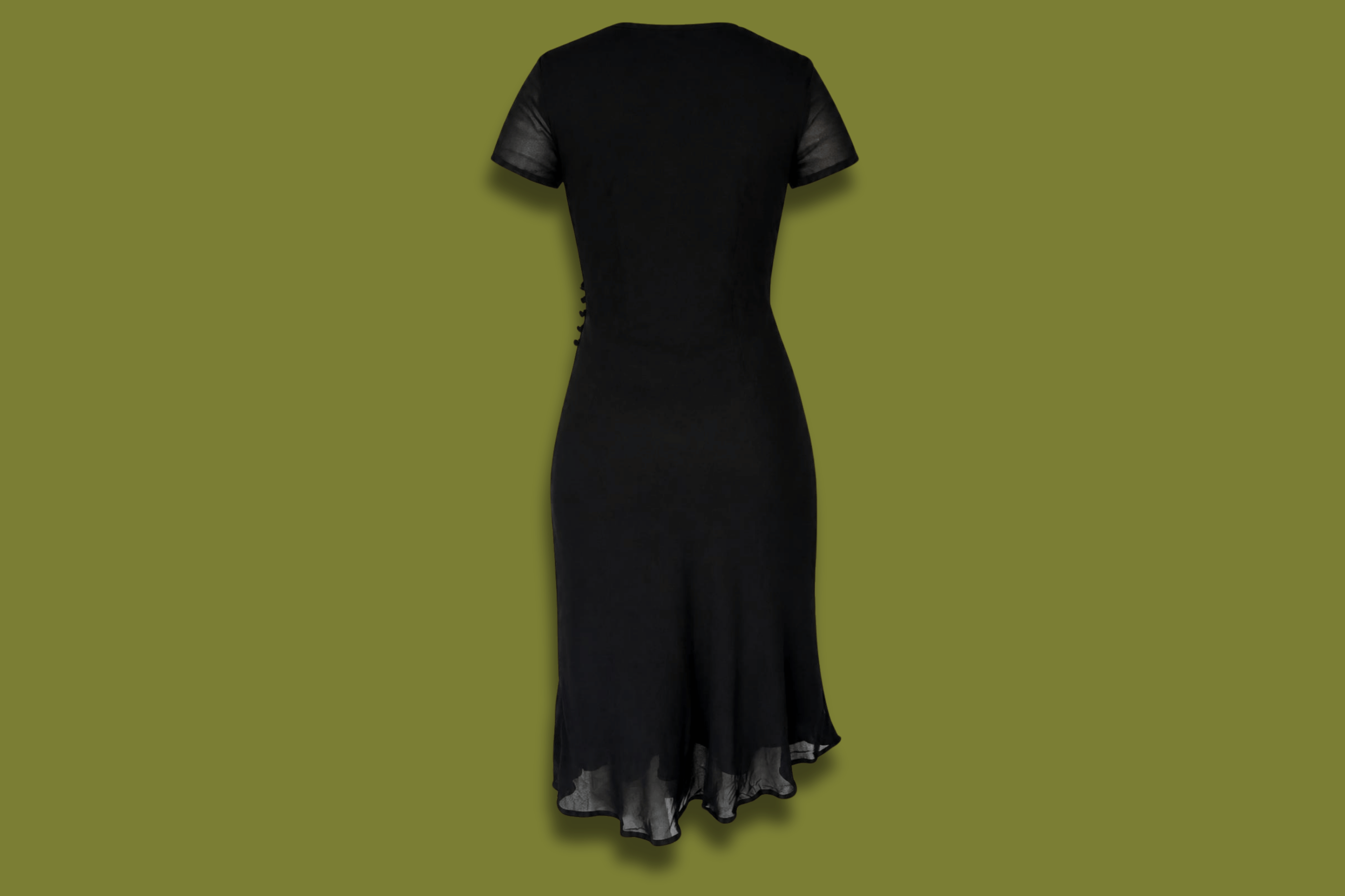 90s Cross Front Button-side Midi Dress