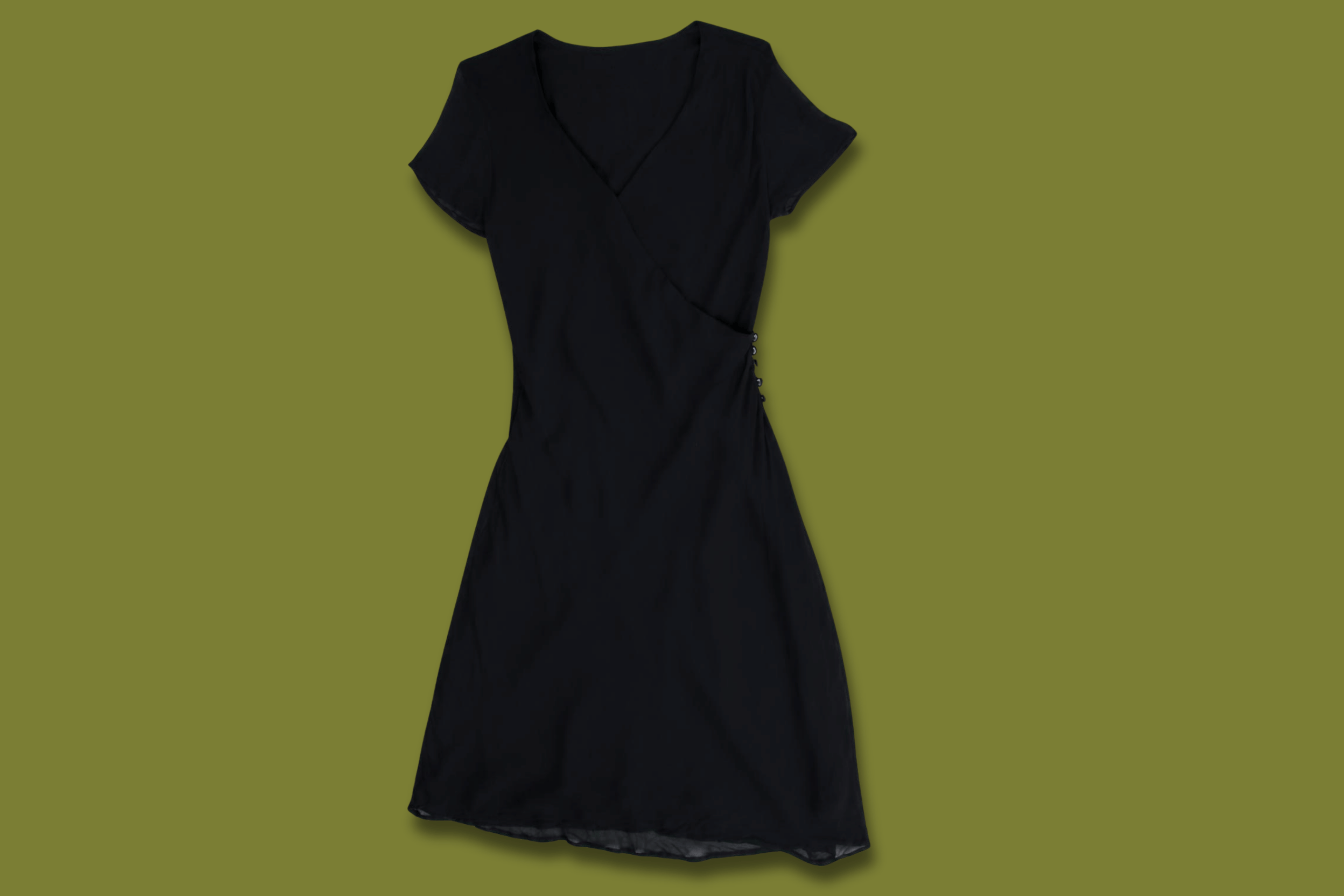 90s Cross Front Button-side Midi Dress