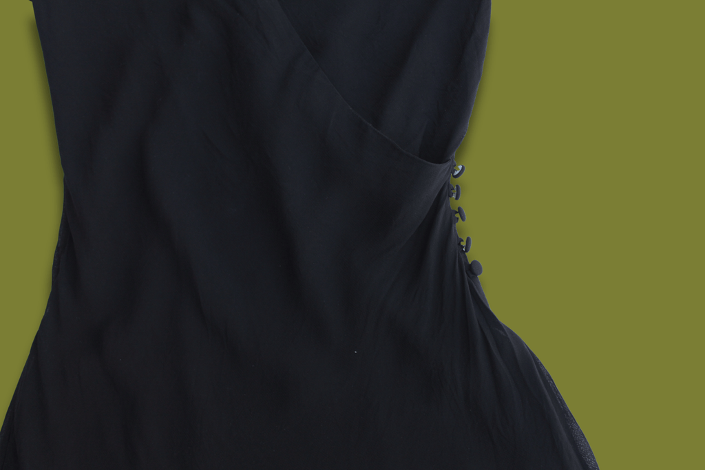 90s Cross Front Button-side Midi Dress