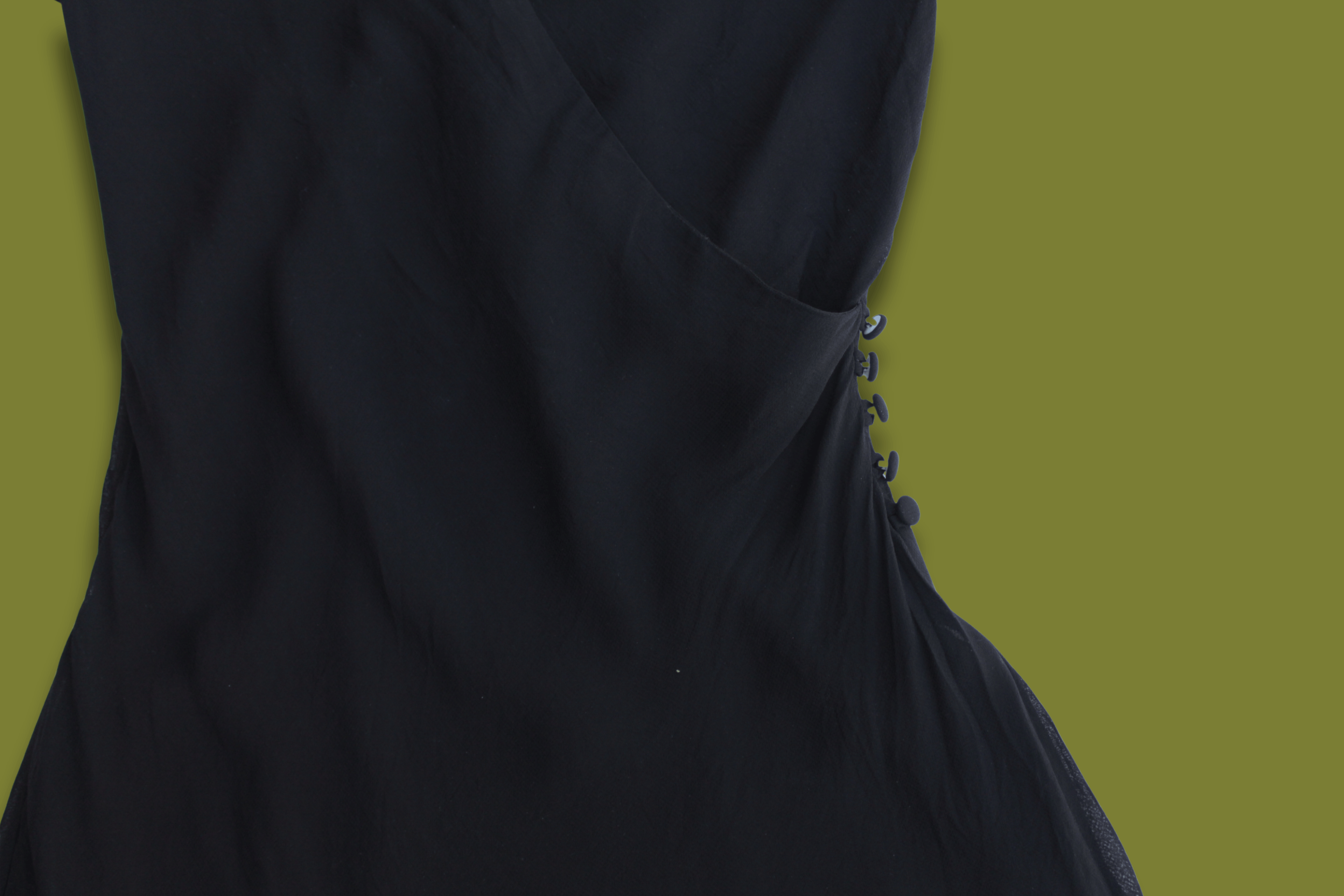 90s Cross Front Button-side Midi Dress