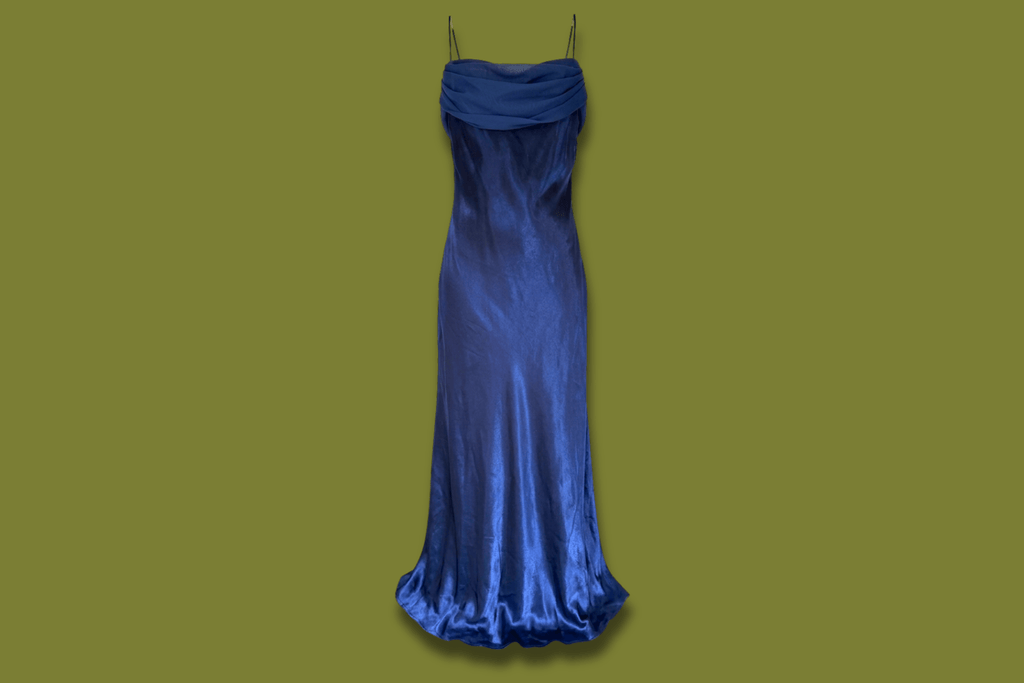 90s Shiny Cowl-neck Gown (Plus Sized)