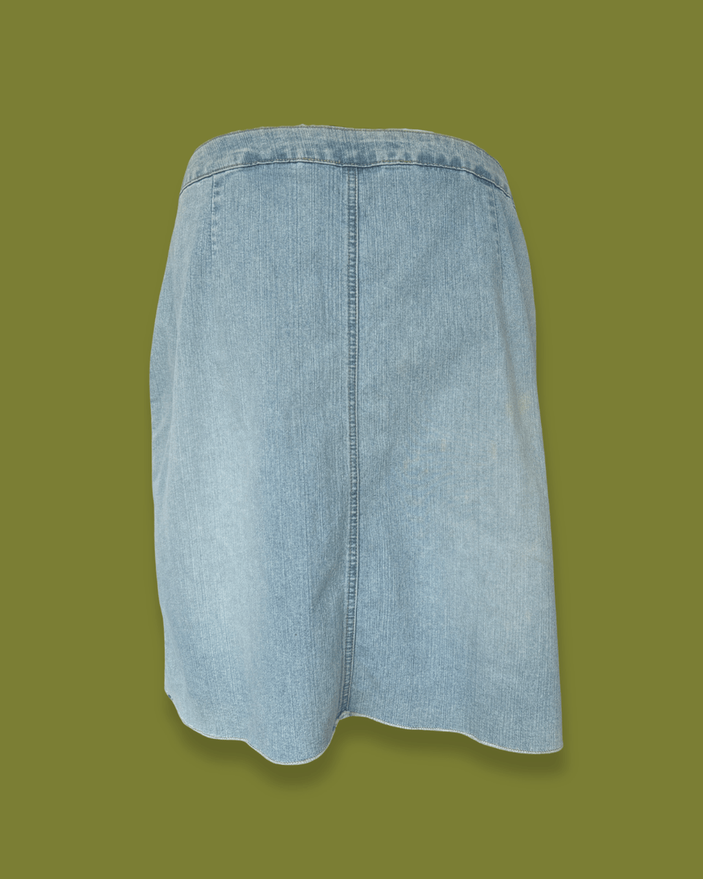 Denim Lace-front Midi-skirt (Plus-sized)