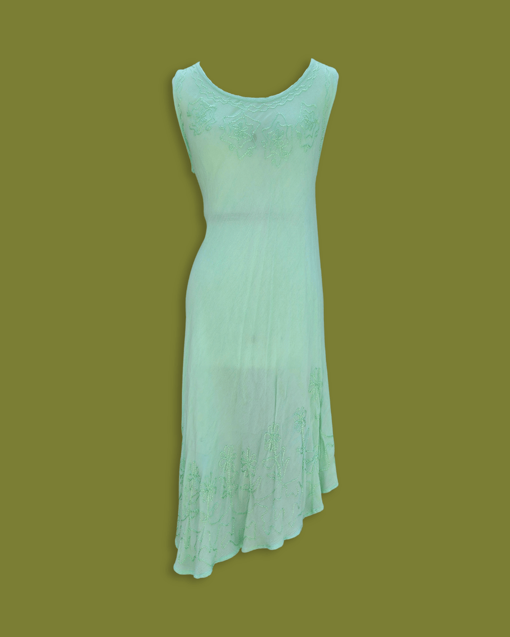 Embroidered Beachy Asymmetric Midi-dress