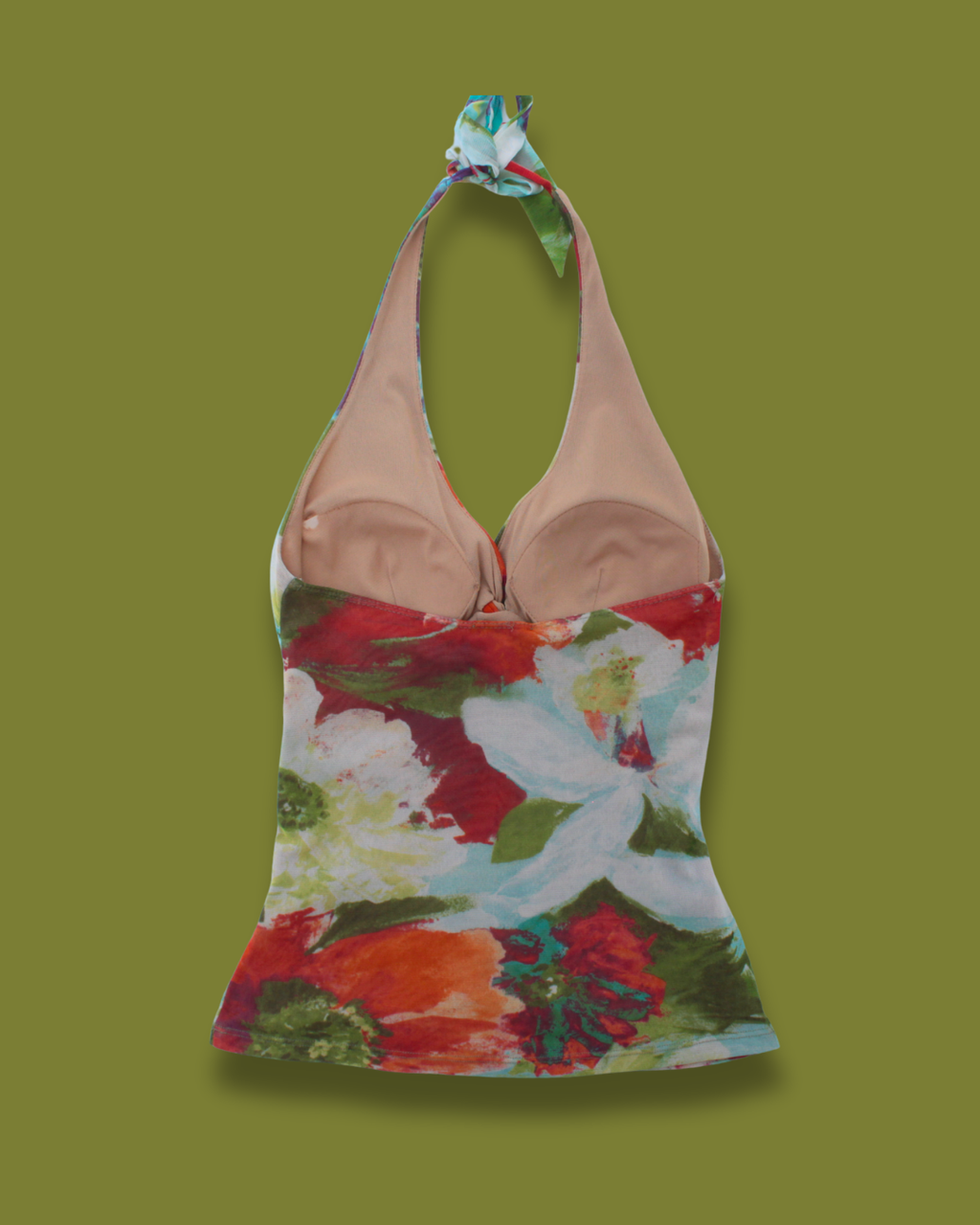 Floral Cross-front Chiffon Halter-top