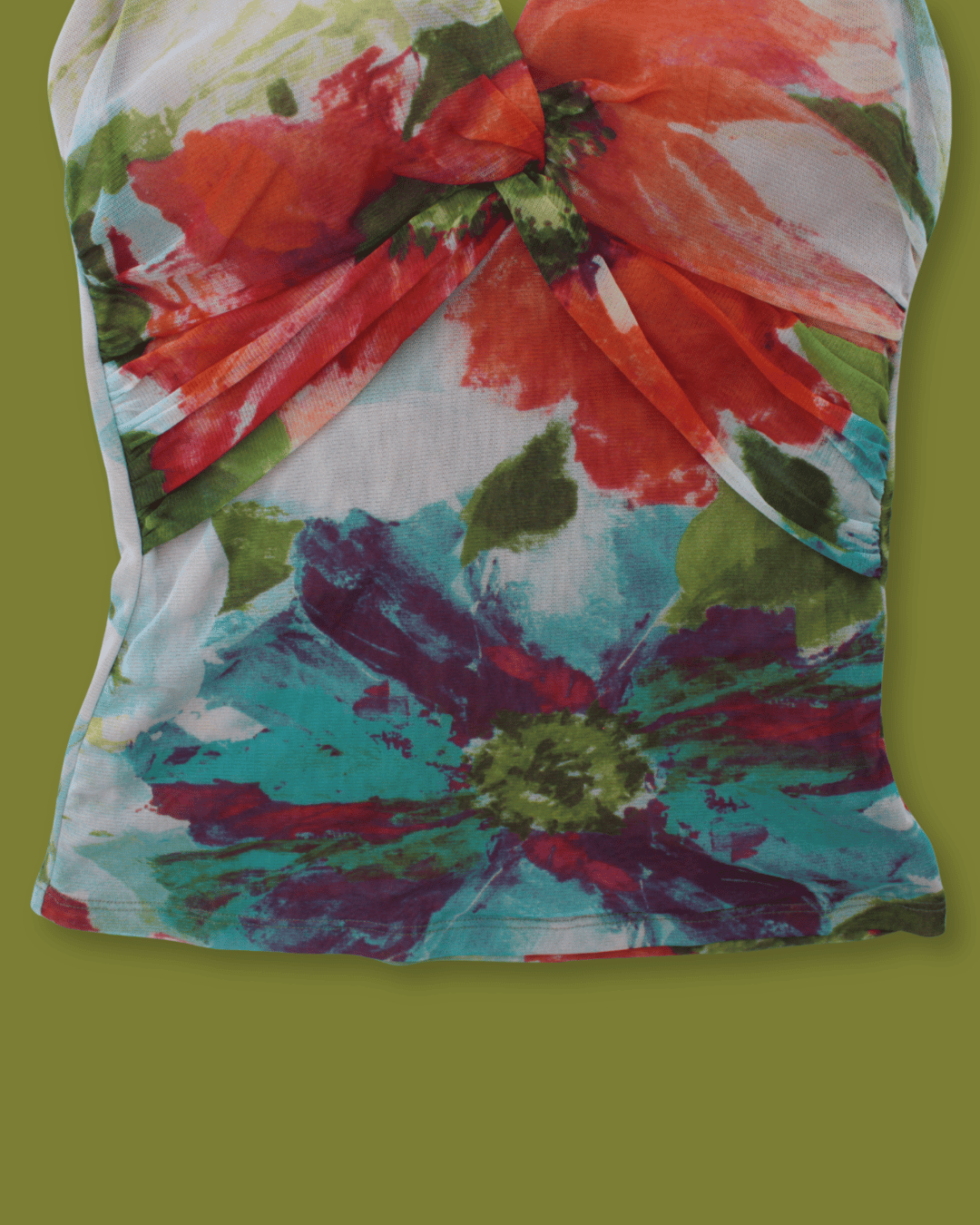 Floral Cross-front Chiffon Halter-top