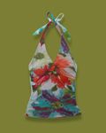 Floral Cross-front Chiffon Halter-top