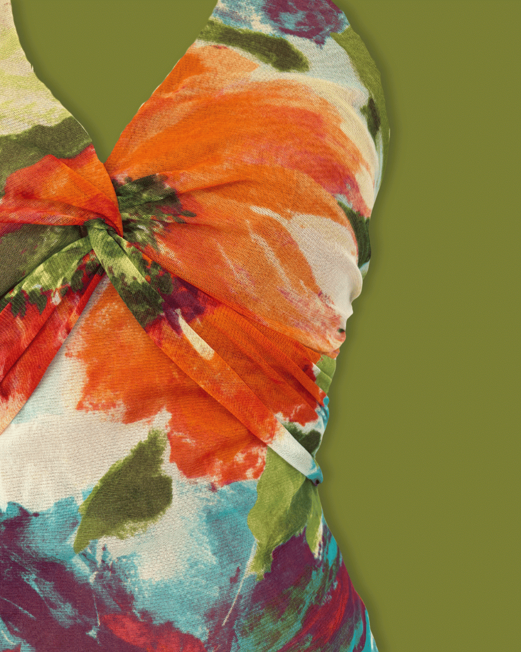 Floral Cross-front Chiffon Halter-top