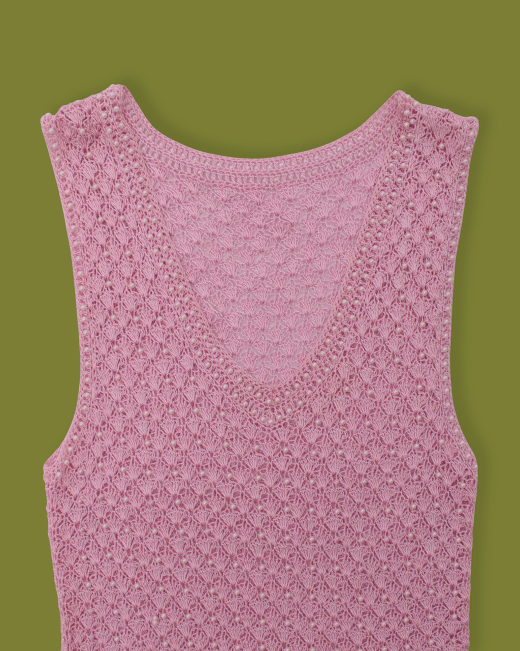 Knit Pearl-laced scallop-edge tank