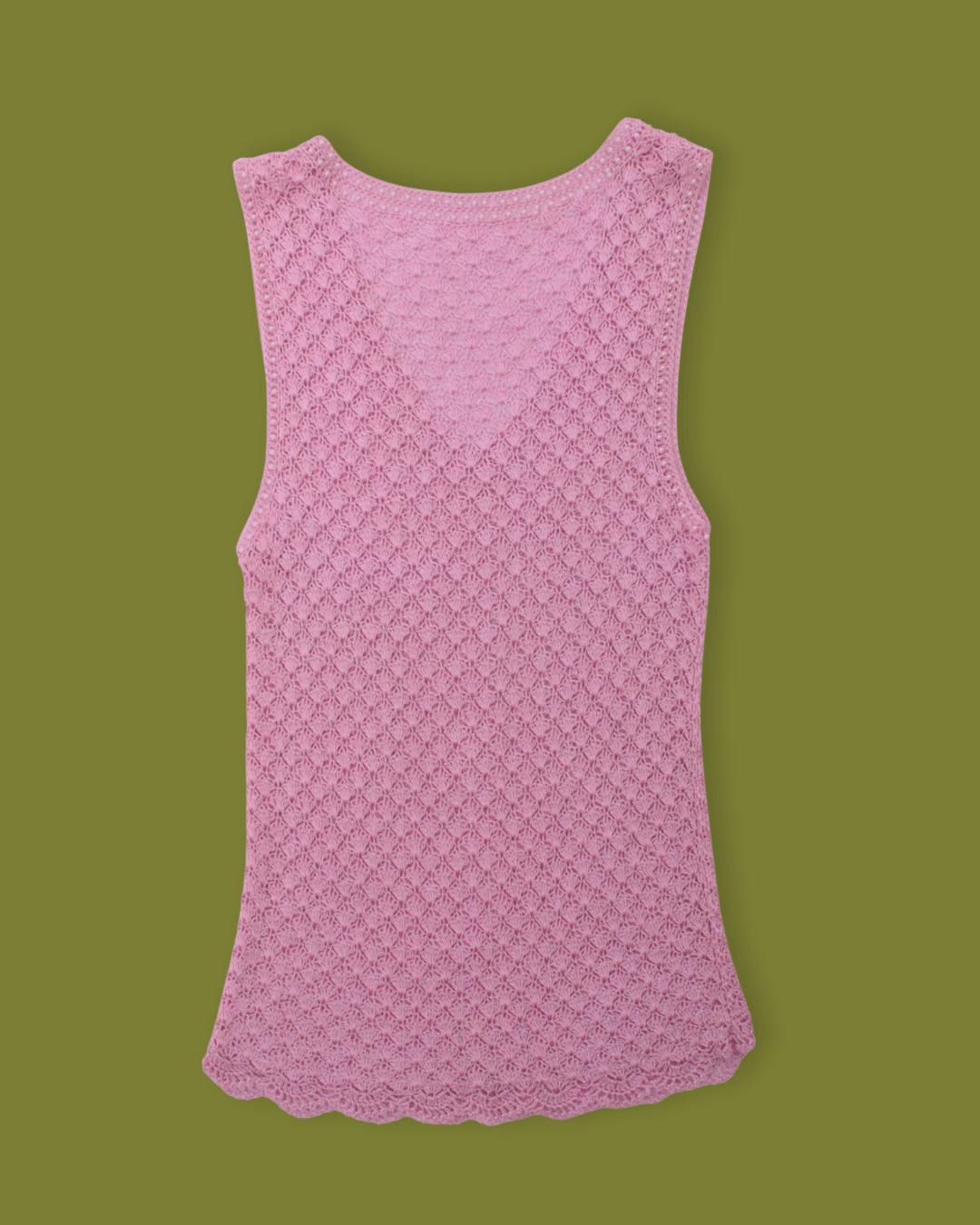 Knit Pearl-laced scallop-edge tank