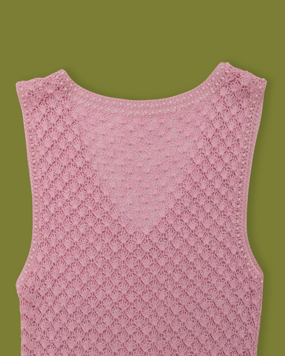 Knit Pearl-laced scallop-edge tank
