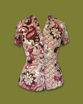 Y2K Floral Crinkle Button-up (Plus-sized)