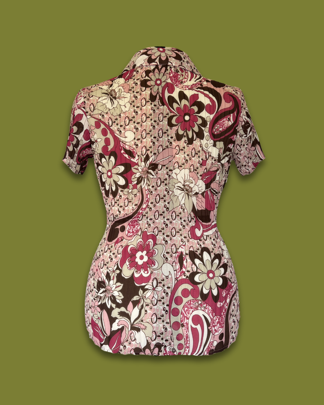 Y2K Floral Crinkle Button-up (Plus-sized)