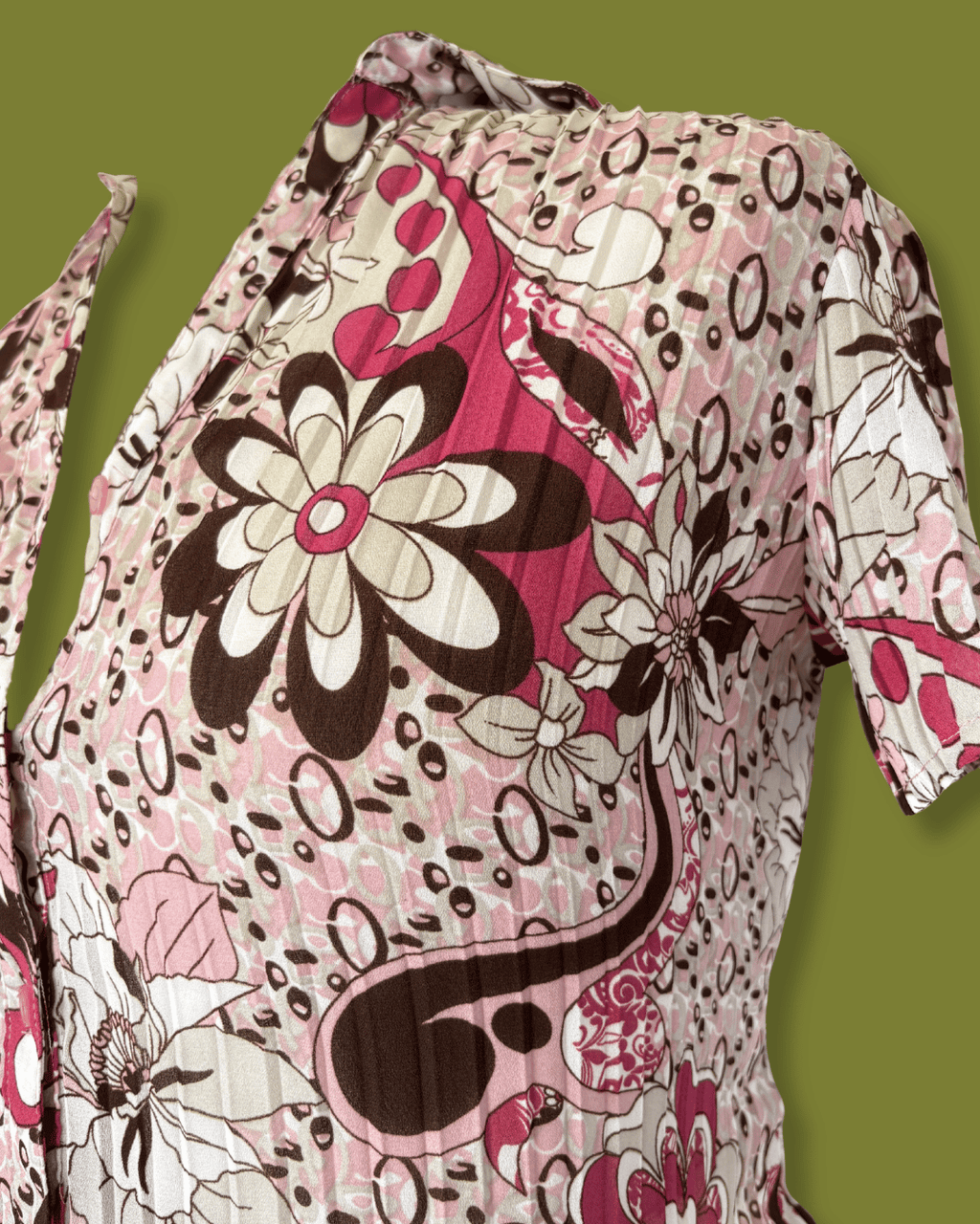 Y2K Floral Crinkle Button-up (Plus-sized)