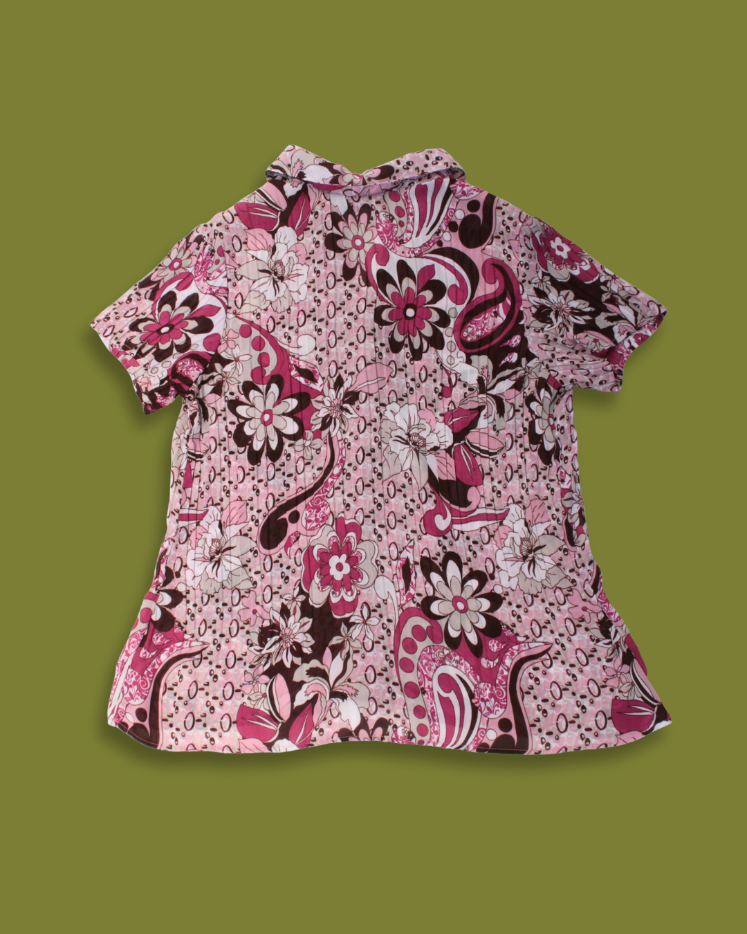 Y2K Floral Crinkle Button-up (Plus-sized)