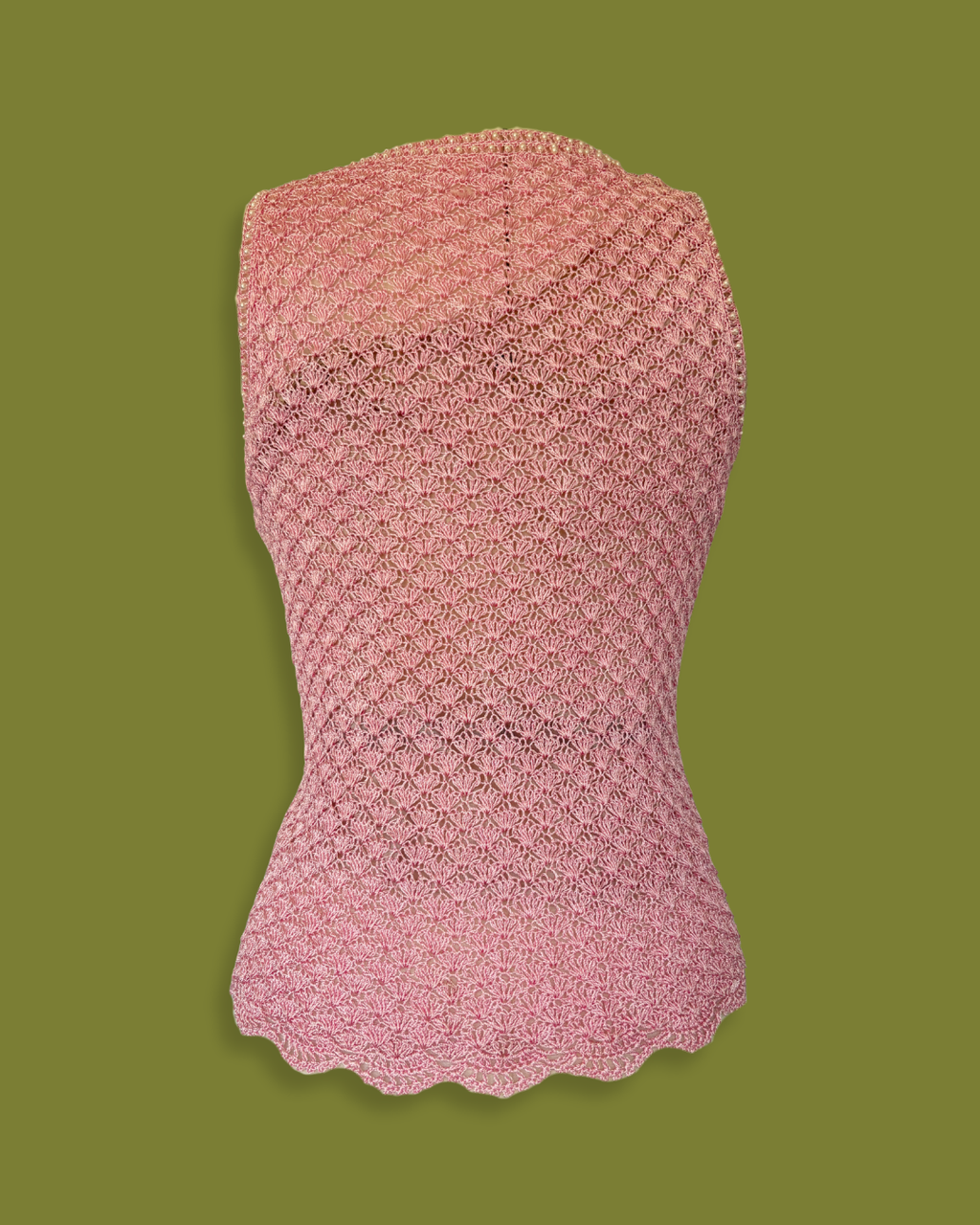 Knit Pearl-laced scallop-edge tank