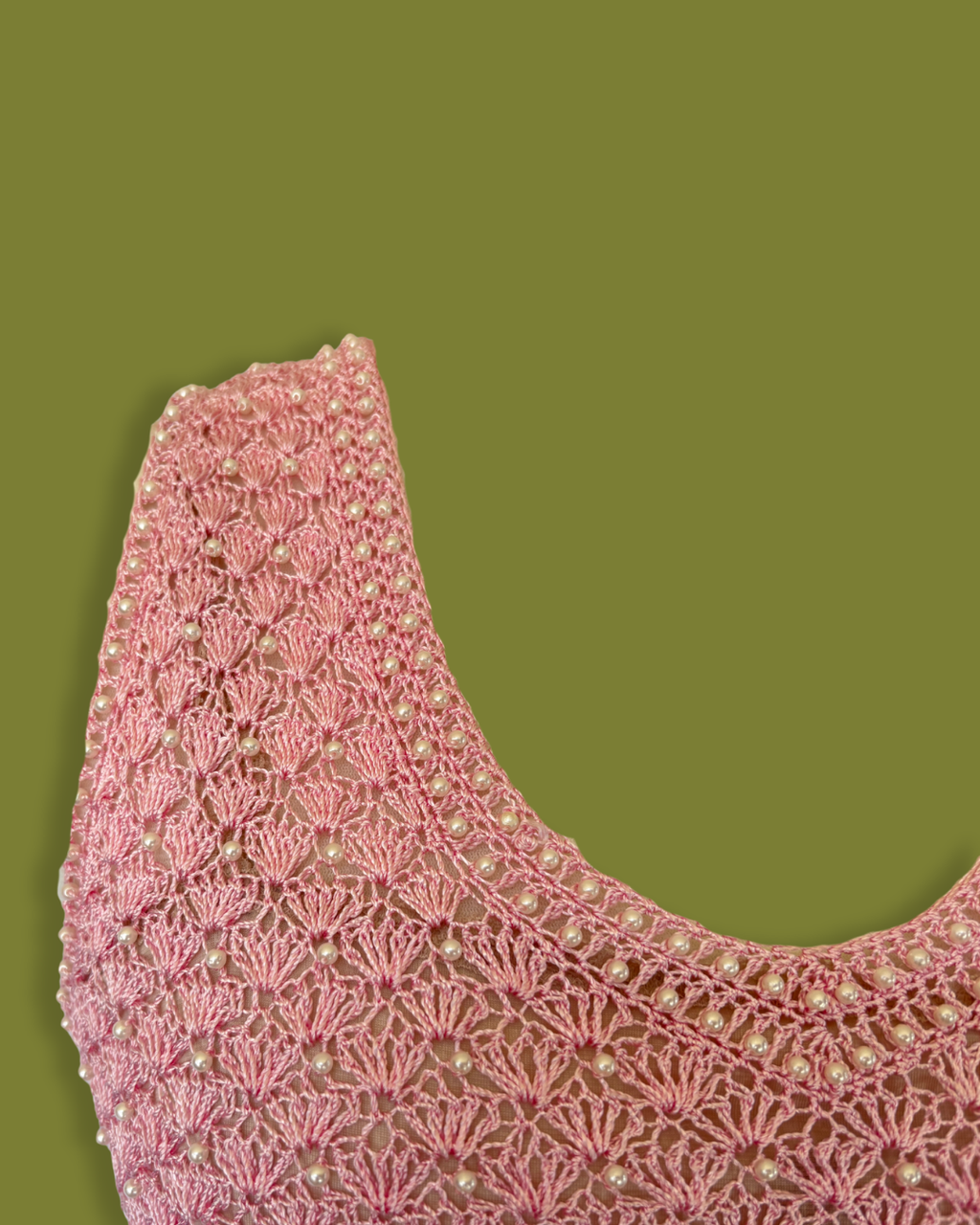 Knit Pearl-laced scallop-edge tank
