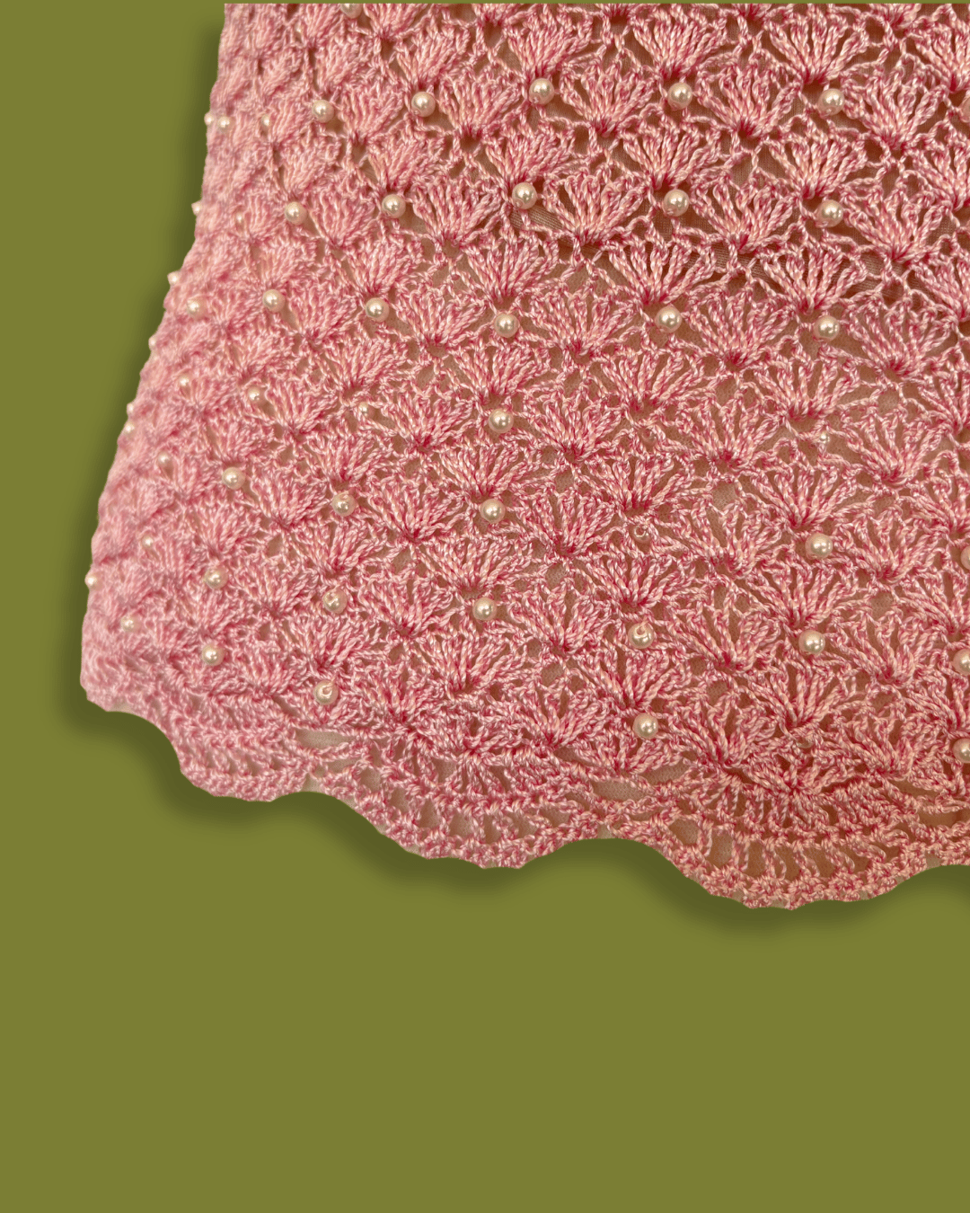Knit Pearl-laced scallop-edge tank
