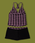 Plaid Tankini and Swim Shorts Set