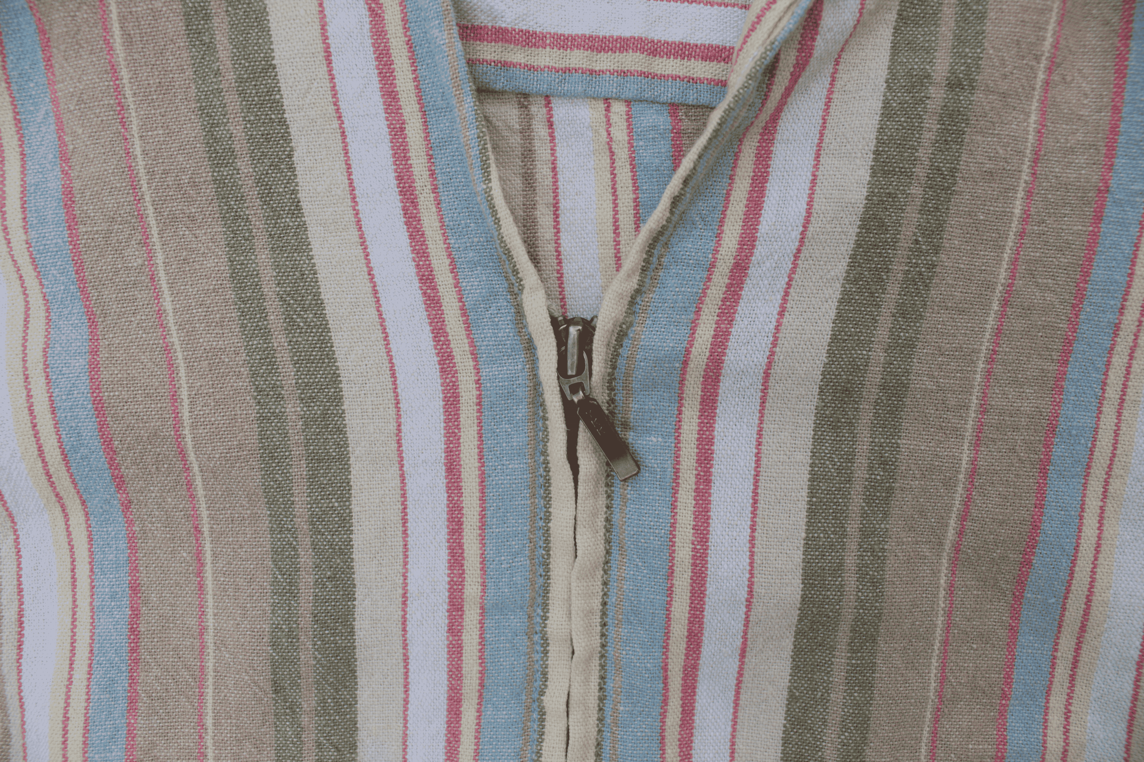 Striped Linen Zip-up