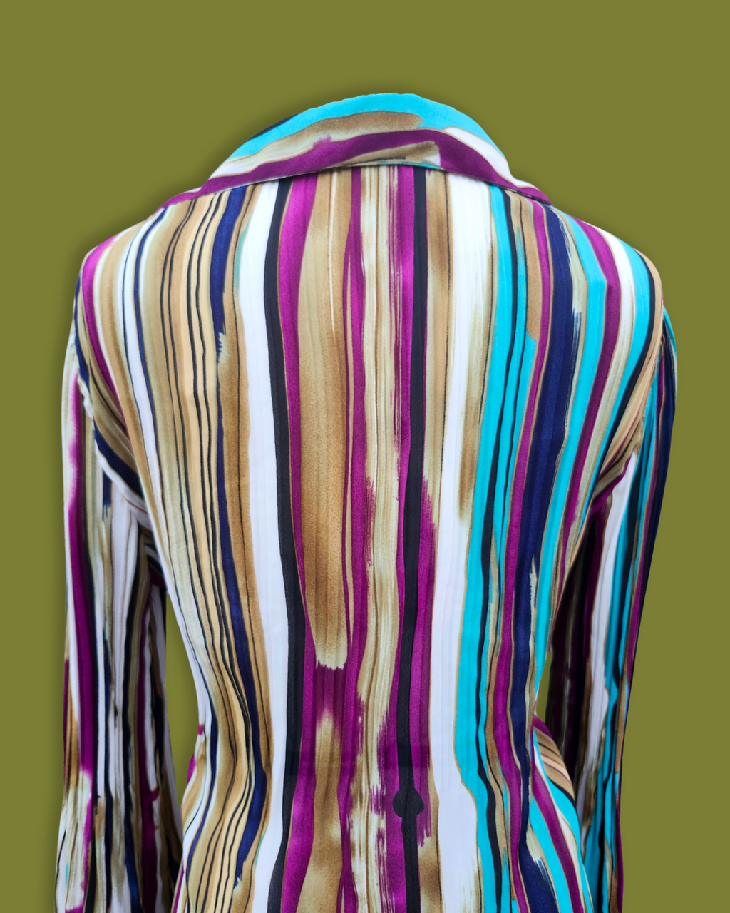 Striped Flare-sleeve Long Button-up